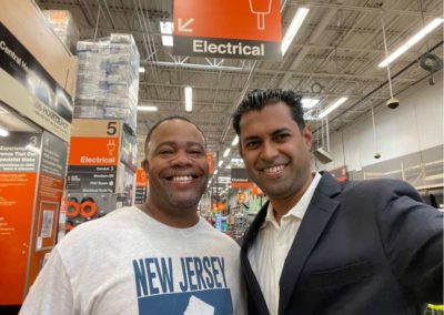 Vin Gopal with a supporter at the Home Depot